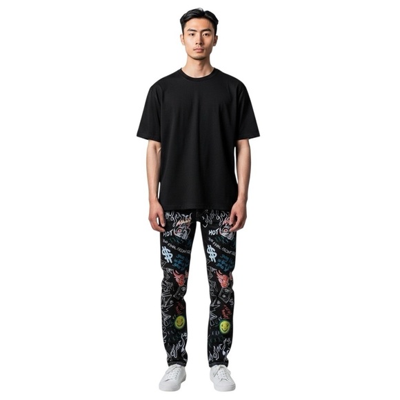 Waimea Other - Waimea Men’s Black StretchSkinny Fit Graffiti Jeans 34x30 Pants